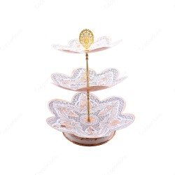 Copperdone Home Decoration Handcrafted Three Tier Copper Serving Stand Cookies Cake Food Dessert Serving Tray White Color - 2