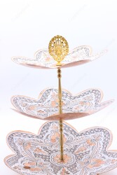 Copperdone Home Decoration Handcrafted Three Tier Copper Serving Stand Cookies Cake Food Dessert Serving Tray White Color - 4