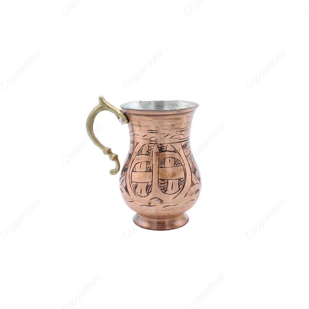 Copperdone Osmanlı Motif El İşlemeli Antik Eskitme Bakır Maşrapa Bardak - 2