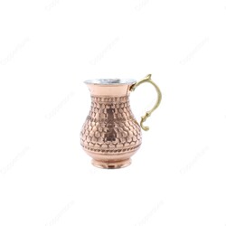 Copperdone Totally Handmade Handhammered Turkish Copper Mug Masrapa Cup Shiny Copper Color - 2